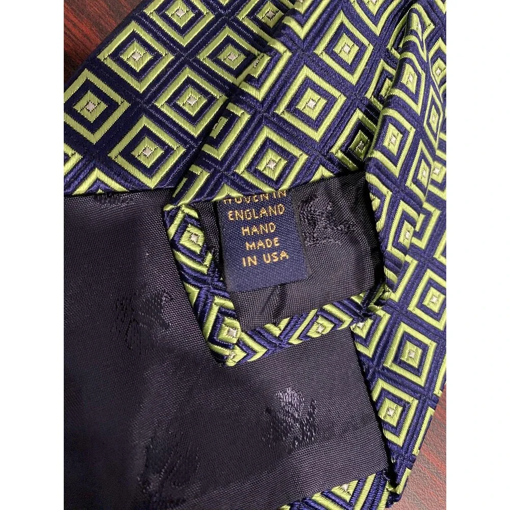 Brooks Brothers Makers Tie Mens One Size Blue Geometric Silk Jacquard Made USA